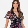 Lovedrobe Women&rsquo;s Ladies Maxi Dress Short Angel Sleeve V-Neck Floral Animal Print Empire A-Line Casual Wedding Guest Occasion Dress Femme (Lot de 1)(Floral Print)