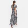 Lovedrobe Women&rsquo;s Ladies Maxi Dress Short Angel Sleeve V-Neck Floral Animal Print Empire A-Line Casual Wedding Guest Occasion Dress Femme (Lot de 1)(Gris)