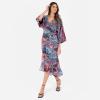 Lovedrobe Women&rsquo;s Ladies Maxi Dress V-Neck Kimono Half Sleeve Wrap Front High-Low Hem Abstract Floral Print Waist Tie A-Line(Multicolore)