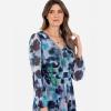 Lovedrobe Women&rsquo;s Ladies Midaxi Dress Long Balloon Sleeve V-Neck Tiered Ruffle Abstract Floral Print A-Line Elasticated Waist Femme(Bleu)