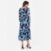 Lovedrobe Women&rsquo;s Ladies Midaxi Dress Long Balloon Sleeve V-Neck Tiered Ruffle Abstract Floral Print A-Line Elasticated Waist Femme(Bleu)