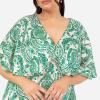 Lovedrobe Women&rsquo;s Ladies Midaxi Dress V-Neck Cape Sleeve Abstract Floral Print Ruffle Hi Low Hem Wrap Belted A-Line Femme(Vert)