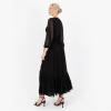 Lovedrobe Women&rsquo;s Maxi Dress Ladies Embroidered Long Sleeve V-Neck Floral Split Slit Sheer Embellished Button Front A-Line Boho Robe Femme (Lot de 1)(Noir)