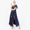 Lovedrobe Women&rsquo;s Maxi Dress Ladies Star Sequin Bead Embellished Flutter Sleeve V-Neck A-Line Split Slit Casual for Evening Party Robe Femme (Lot de 1)(Navy)