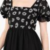 Lovedrobe Women&rsquo;s Midaxi Dress Ladies Animal Sequin Embellished Short Puff Sleeve Square Neck A-Line for Evening Party Cocktail Robe Femme(Noir)