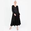 Lovedrobe Women&rsquo;s Midaxi Dress Ladies Pleated Satin V-Neck Long Bishop Sleeve Empire A-Line for Evening Occasion Party Prom Ball, Robe,