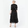 Lovedrobe Women&rsquo;s Midaxi Dress Ladies Puff Sleeve Round Neck Frill Tiered Hem Star Print Empire A-Line for Party Cocktail Evening Robe Femme(Noir)