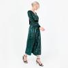Lovedrobe Women&rsquo;s Midaxi Dress Ladies Sequin Embellished Long Sleeve V-Neck Faux Wrap Velvet Bow Split for Party Evening Occasion Robe Femme(Vert)