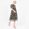Lovedrobe Women&rsquo;s Midi Dress Ladies Short Puff Sleeve Mesh Star Sequin Embellished Round Neck A-Line for Party Cocktail Evening Robe Femme(Or)