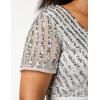 Maya Deluxe Robe Longue pour Femme-Col en V-Manches Courtes-Élégante-Taille Empire-Mariage(Gris Clair)
