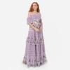 Maya Deluxe Women&rsquo;s Ladies Maxi Dress Off-The-Shoulder Bardot Spaghetti Strap Floral Embroidered Tiered Ruffle Tulle Wedding Guest Femme(Lilas)