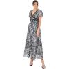 Lovedrobe Robe Longue pour Femme – Manches Courtes – Col en V – Imprimé Floral – Imprimé Animal – Style Empire – Coupe Trapèze – Style Décontracté Robe Femme (Lot de 1)(Gris)