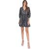 Lovedrobe Women&rsquo;s Ladies Knee-Length Dress Long Puff Sleeve V-Neck Wrap Front Smock Shift Abstract Leaf Print Cotton Casual Femme(Noir)