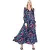 Lovedrobe Women&rsquo;s Ladies Maxi Dress V-Neckline Puffed Long Sleeve Frill A-Line Wedding Guest Prom Party Evening Occasion Cocktail Robe Femme (Lot de 1)(Noir)