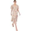 Lovedrobe Women&rsquo;s Ladies Midaxi Dress V-Neck Short Sleeve Faux-Wrap Tiered Ruffle Floral Print Elasticated Waistband A-Line Casual Robe Femme (Lot de 1)(Marron)