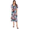 Lovedrobe Women&rsquo;s Ladies Midaxi Dress V-Neck Short Sleeve Faux-Wrap Tiered Ruffle Floral Print Elasticated Waistband A-Line Casual Robe Femme (Lot de 1)(Multi Floral)