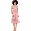 Lovedrobe Women&rsquo;s Ladies Midi Dress Round Neckline Short Puff Sleeve Tiered Hem Ruffle Animal Print A-Line Casual Occasion Femme(Rouge)