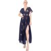 Lovedrobe Women&rsquo;s Maxi Dress Ladies Star Sequin Bead Embellished Flutter Sleeve V-Neck A-Line Split Slit Casual for Evening Party Robe Femme (Lot de 1)(Navy)