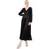 Lovedrobe Women&rsquo;s Midaxi Dress Ladies Pleated Satin V-Neck Long Bishop Sleeve Empire A-Line for Evening Occasion Party Prom Ball, Robe,
