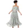 Maya Deluxe Women&rsquo;s Ladies Maxi Dress Off-The-Shoulder Bardot Spaghetti Strap Floral Embroidered Tiered Ruffle Tulle Wedding Guest Femme(Green Lily)