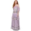 Maya Deluxe Women&rsquo;s Ladies Maxi Dress Off-The-Shoulder Bardot Spaghetti Strap Floral Embroidered Tiered Ruffle Tulle Wedding Guest Femme(Lilas)