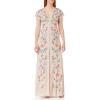 Maya Deluxe Womens Maxi Dress Ladies Embroidered Button Front Split Tea Dess for Wedding Guest Bridesmaid Evening Prom Occasion Robe Femme(Multicolore)