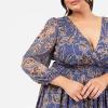 Lovedrobe Robe Longue pour Femme – Manches Longues – Col en V – Imprimé Animal Floral – Dos Nu – Taille élastique – Bleu – 36, Bleu, 38