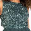 Maya Deluxe Midaxi Dress Women Ladies Sleeveless Sequins High Empire Waist Tulle Embellished for Wedding Guest Ball Robe de Demoiselle d&rsquo;honneur Femme(Emerald Green)