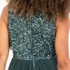 Maya Deluxe Midaxi Dress Women Ladies Sleeveless Sequins High Empire Waist Tulle Embellished for Wedding Guest Ball Robe de Demoiselle d&rsquo;honneur Femme(Emerald Green)
