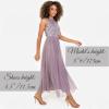 Maya Deluxe Midaxi Dress Women Ladies Sleeveless Sequins High Empire Waist Tulle Embellished for Wedding Guest Ball Robe de Demoiselle d&rsquo;honneur Femme(Moody Lilac)