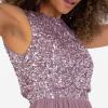 Maya Deluxe Midaxi Dress Women Ladies Sleeveless Sequins High Empire Waist Tulle Embellished for Wedding Guest Ball Robe de Demoiselle d&rsquo;honneur Femme(Moody Lilac)