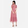 Maya Deluxe Women&rsquo;s Embroidered Dress for Ladies Sequin Embellished Midaxi Floral High Neck Wedding Guest Ball Evening Cocktail, Robe Femme, Pink,