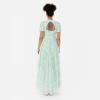 Maya Deluxe Women&rsquo;s Maxi Dress Ladies High Neck Puff Sleeve Sequin Embellished Ruffle Tulle Keyhole Back Empire A-Line Bridesmaid Robe Femme(Mint Green)