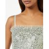 Maya Deluxe Womens Midi Ladies Sequin Embellished Sleeveless Ruffle Dress for Wedding Guest Bridesmaid Prom Evening Occasion Robe Femme(Green Lily)