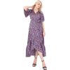 Lovedrobe Robe Maxi pour Femme avec Col en V et Manches Mi-Longues Cascade Volants pour Invités de Mariage Robe Femme (Lot de 1)(Violet)