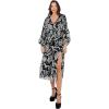 Lovedrobe Women&rsquo;s Midi Dress Ladies V-Neck Long Balloon Sleeve Faux-Wrap Thigh Split Shirred Waist Tassel Belt A-Line Smart Casual(Noir)