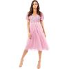 Maya Deluxe Femme Midi, Soirée pour Mariage Invité, Robe Cérémonie Col V, Sequins Demoiselle d&rsquo;honneur(Rose)