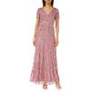Maya Deluxe Pailletten Maxi Abendkleid Elegant Für Hochzeit V-Ausschnitt A-linien-schnitt Brautjungfernkleid Robe de Demoiselle d&rsquo;honneur Femme(Desert Rose)