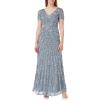 Maya Deluxe Pailletten Maxi Abendkleid Elegant Für Hochzeit V-Ausschnitt A-linien-schnitt Brautjungfernkleid Robe de Demoiselle d&rsquo;honneur Femme(Dusty Blue)