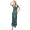 Maya Deluxe Pailletten Maxi Abendkleid Elegant Für Hochzeit V-Ausschnitt A-linien-schnitt Brautjungfernkleid Robe de Demoiselle d&rsquo;honneur Femme(Emerald Green)
