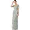 Maya Deluxe Pailletten Maxi Abendkleid Elegant Für Hochzeit V-Ausschnitt A-linien-schnitt Brautjungfernkleid Robe de Demoiselle d&rsquo;honneur Femme(Green Lilly)