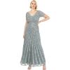 Maya Deluxe Pailletten Maxi Abendkleid Elegant Für Hochzeit V-Ausschnitt A-linien-schnitt Brautjungfernkleid Robe de Demoiselle d&rsquo;honneur Femme(Misty Green)