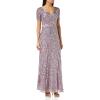 Maya Deluxe Pailletten Maxi Abendkleid Elegant Für Hochzeit V-Ausschnitt A-linien-schnitt Brautjungfernkleid Robe de Demoiselle d&rsquo;honneur Femme(Moody Lilac)