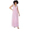 Maya Deluxe Women&rsquo;s Ladies Maxi Dress Plunge V-Neck Short Flutter Sleeve Sequin Embellished Ruffle Tulle A-Line Prom Ball Gown Femme(Dawn Pink)