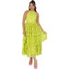Maya Deluxe Women&rsquo;s Ladies Midi Dress Halterneck Sleeveless Tiered Skirt Floral Lace A-Line for Wedding Guest Evening Occasion Prom Robe Femme(Lime Green)