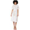 Maya Deluxe Women&rsquo;s Midi Dress Ladies Round Neck Short Puff Sleeve Sequin Embellished Floral Keyhole Back A-Line Wedding Guest Robe Femme(Gris)