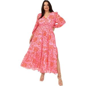 Lovedrobe Women&rsquo;s Ladies Maxi Dress Long Sleeve V-Neck Wrap Front Floral Animal Print Tie-Back A-Line Elasticated Waist Femme(Rose)
