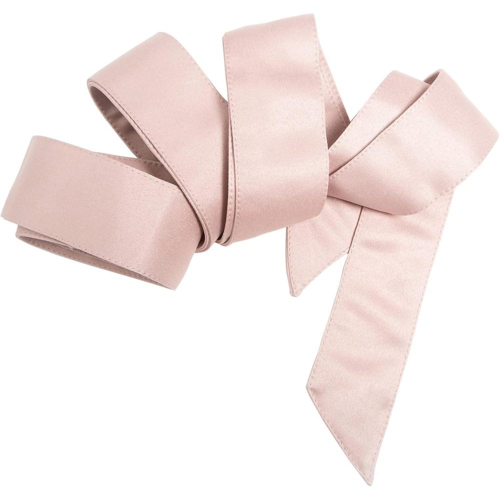 imageMaya Deluxe Womens Sash Belt Ladies Satin Sash Waist Tie Ribbon Bow Accessory For Bridesmaids Bridal Wedding Prom Evening Occasion ceinture De las mujeresFrosted Pink