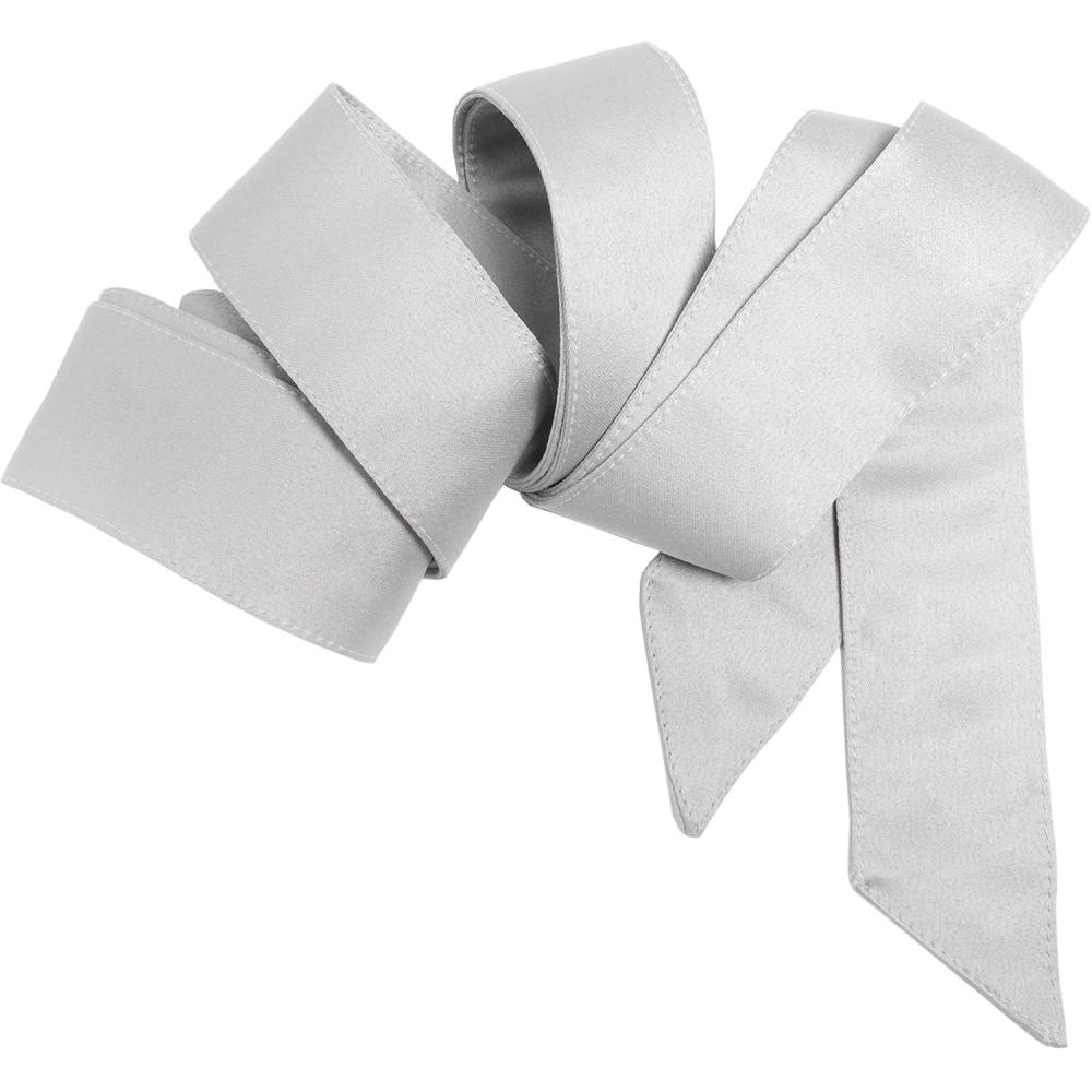 imageMaya Deluxe Womens Sash Belt Ladies Satin Sash Waist Tie Ribbon Bow Accessory For Bridesmaids Bridal Wedding Prom Evening Occasion ceinture De las mujeresSoft Grey