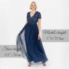 Maya Deluxe Robe de Soirée Femme Maxi, à Manches Courtes, Taille Empire, Robe Demoiselle d&rsquo;honneur, pour Bal, Mariages(French Navy)